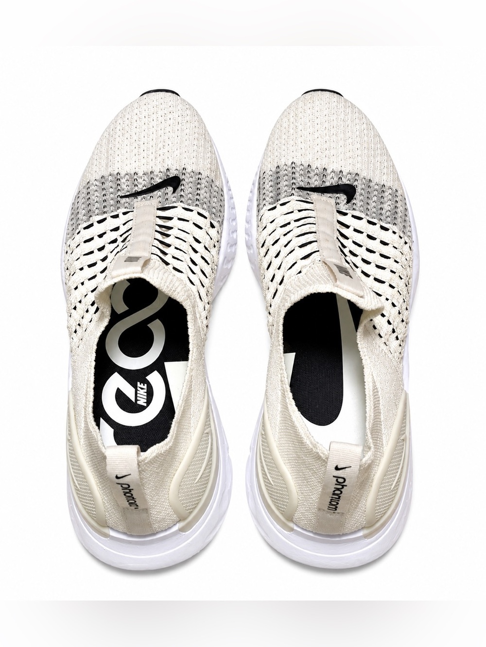 Nike Men’s Phantom React Flyknit Slip-On Shoes - Cream/Gray - Picture 2 of 3